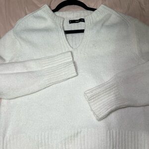 White V-Neck Sweater